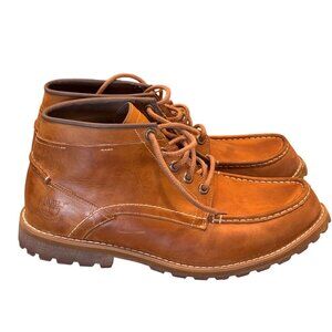 Timberland Mens Tan Leather Lace-Up Moc Toe Boots Size 11M